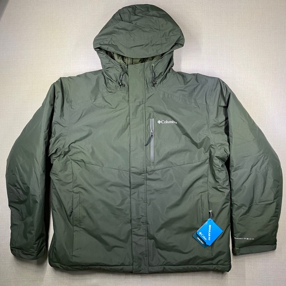 Columbia Cascadian Peaks Insulated Hooded Jacket Mens XL Olive Green NWT
